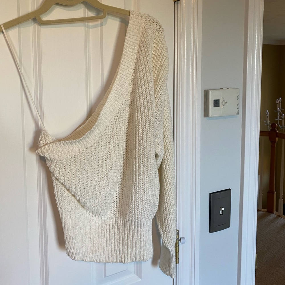 Zara one sleeve white sweater